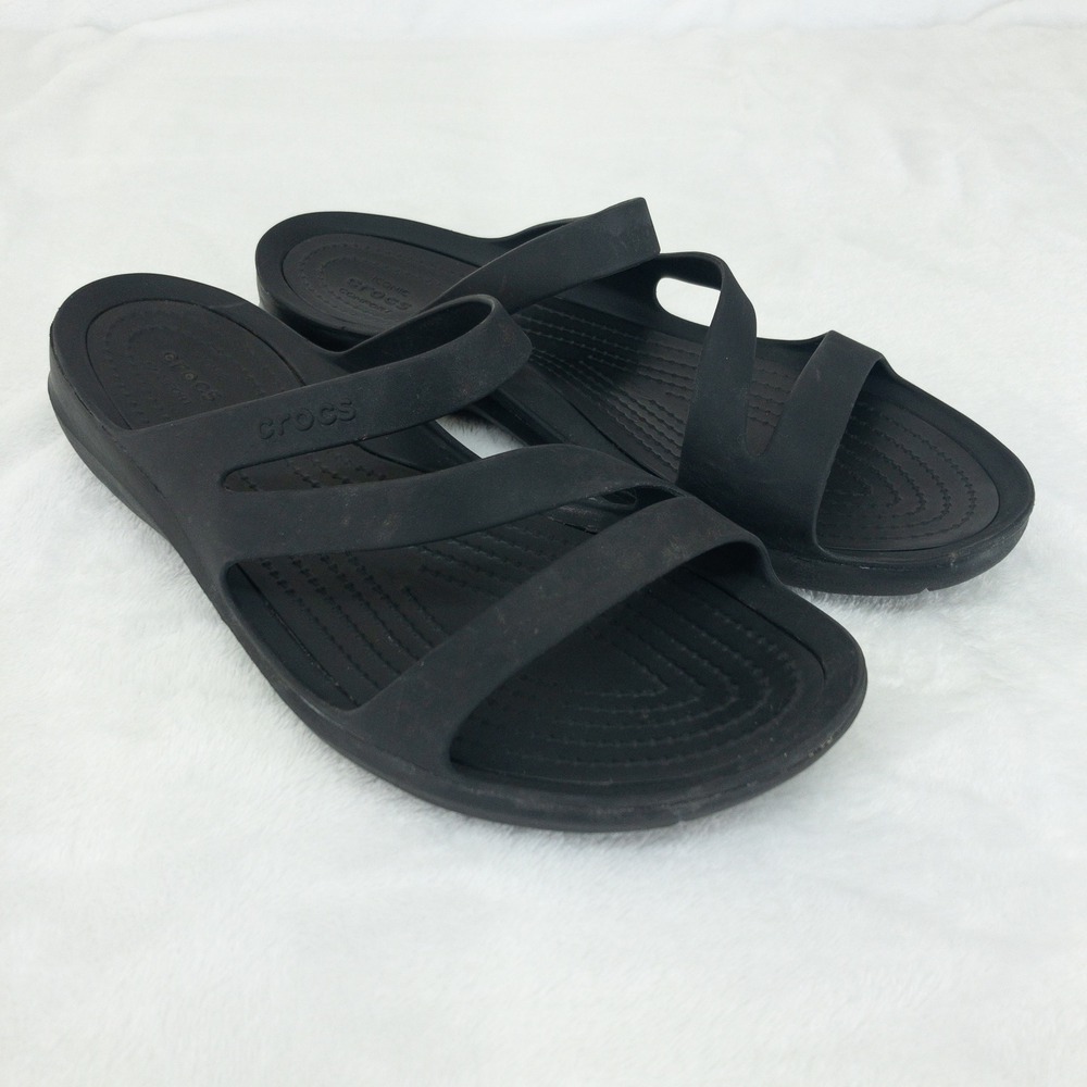 Crocs Kadee II Sandals Womens 9 Black Strappy Slide Comfort Water River